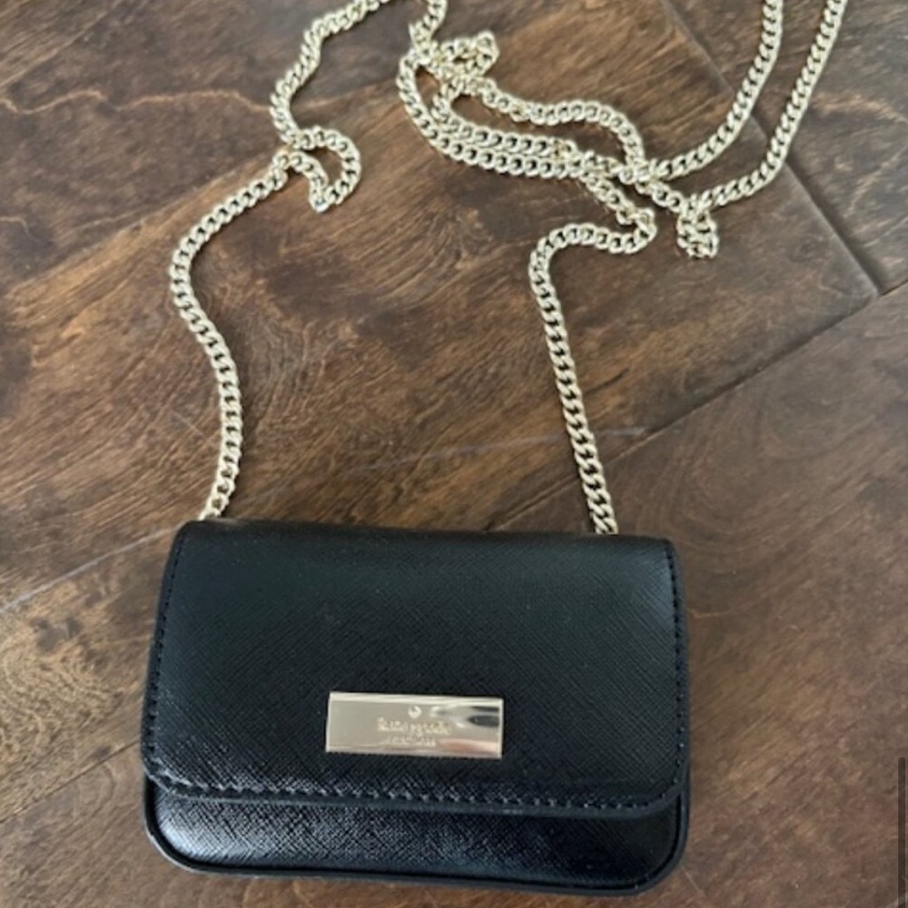 Kate Spade Black Crossbody Bag with Silver Chain